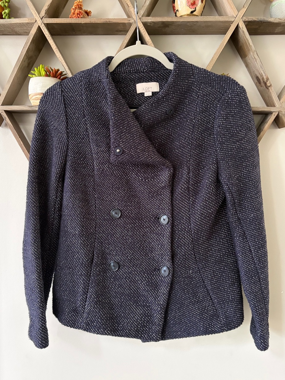 LOFT Blue Knit Sweater
Marled Blazer Double Breasted Button - Size SP